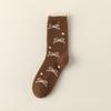 5/10 Pairs Casual Winter Australian Wool Socks for Women Thickened Warm Bow Tie Floor Socks Medium Length Socks In Coffee Color Plush Socks