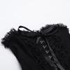 Gothic Goth Dark Lace Patchwork Bandage Strapless Corset Dress Party Gown Fairy Backless Tailed Women