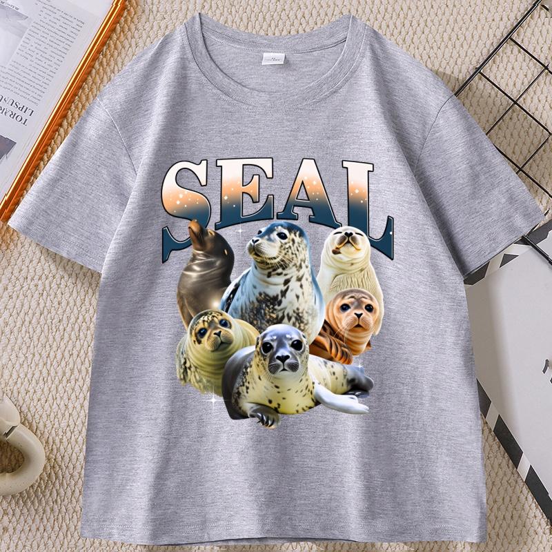 Baby Seals Vintage Graphic Tshirts Retro Sea Dog Bootleg Tshirt Seal Lovers Cute Sea Dog Tee Relaxed Washed Adult Tee