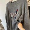Women's Gray Thick Knit Pullover Sweater - Autumn/Winter 2025 Collection