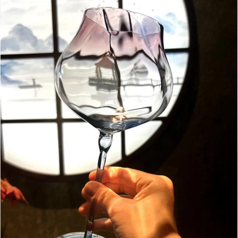 750ml 2 parçalı set büyük kapasiteli gradyan kırmızı şarap kadehi, Burgundy Bordeaux kırmızı şarap kadehi, kristal cam şarap kapları