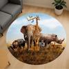 1pc African Savannah Animals Round Chair Mat Office Area Rug - Non-Slip, Floor Mat for Office, Bedroom, and Indoor Decor P127216