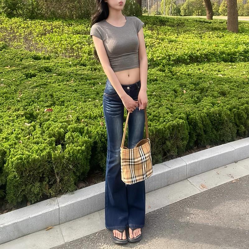 Low-rise Spice Girl Elastic Slim Slim Slightly Pulled Jeans Women's Autumn New Straight Skinny Versatile Flared Pants