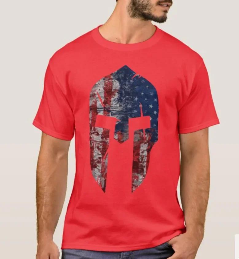 Grunt Style American Flag Spartan Helmet TShirt Summer Cotton Short Sleeve ONeck Mens T Shirt New S3XL S