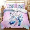 Dream Catcher Duvet Cover Set Purple Bedding Set Chic Boho Mandala Floral Feather Design Galaxy Comforter Cover Set Queen Size