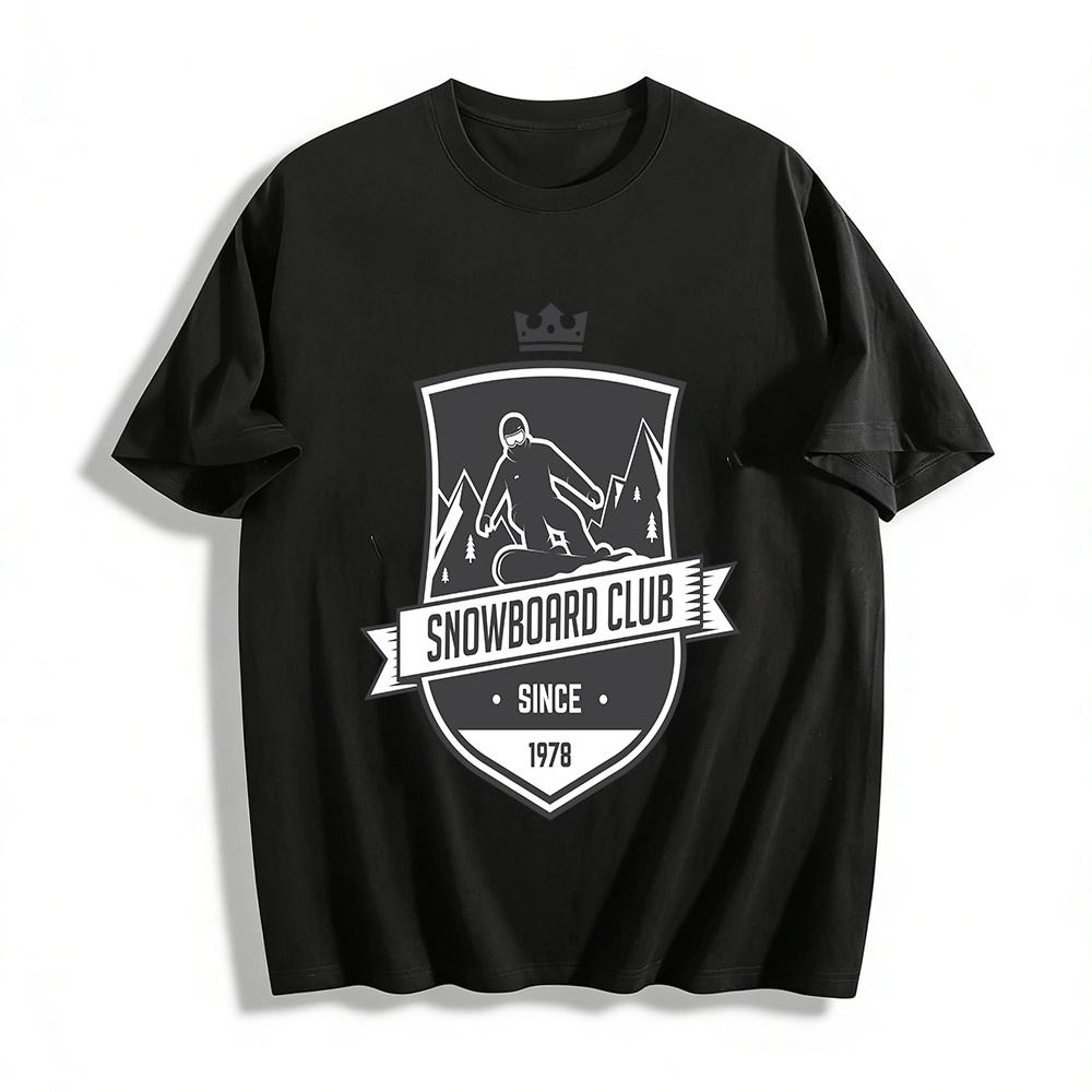 

Vintage 1978 Snowboard Club Print Outdoor Skiing Snowboarding Top Pure cotton T-shirt XXS