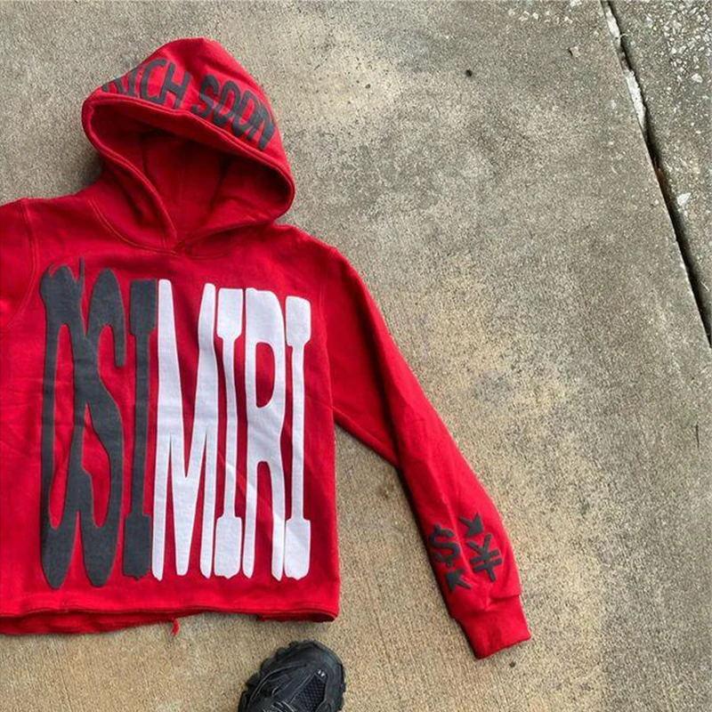 New men's and women's trendy foam letter hooded sweatshirt sports set with Y2K letter print on the head, dark