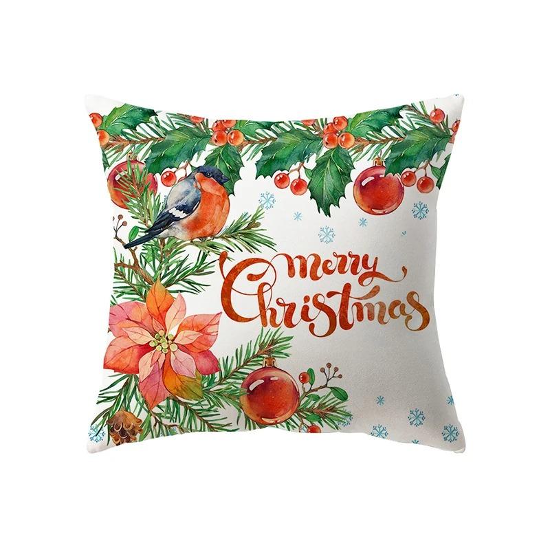 Christmas Theme Santa Claus Print Pattern Cushion Cover For Home Living Room Sofa Decoration Pillow Cover