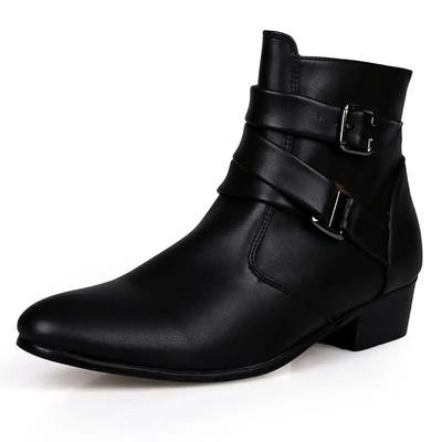 Botas de Couro Masculinas Moda Designer Bico Fino Botas Chelsea Botas Casuais de Negócios para Homens Bota de Cano Curto para Motociclista Botas Hombre