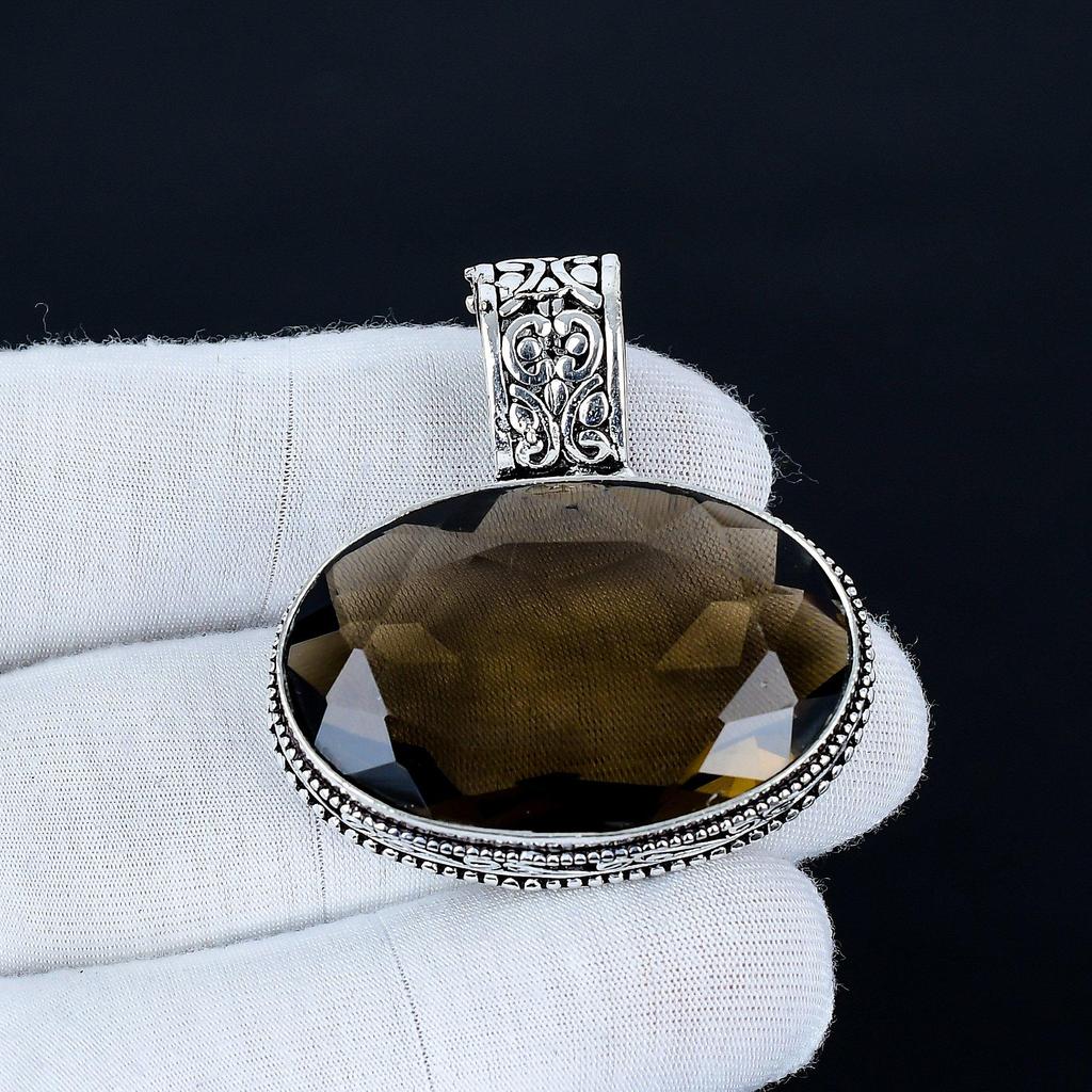 Smoky Topaz Pendant, 925 Sterling Silver Handmade Jewelry, Smoky Topaz Silver Pendant, Party Wear Jewelry For Women's, Pendant Valentine's Day Gift