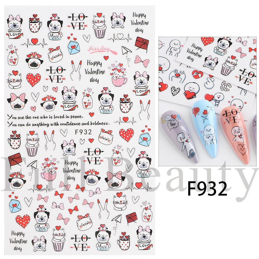 Nail Art Stickers Ins Valentine's Day Red Lips Sexy Heart LOVE Love Bear Adhesive Nail Stickers