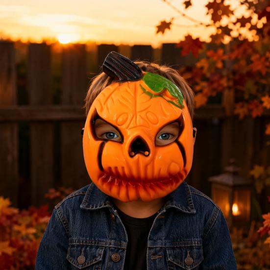 Hard Material Horror Mask Halloween Pumpkin Face Mask, Scary Lantern Party Costume Accessory Breathable Props for Secret Room Games