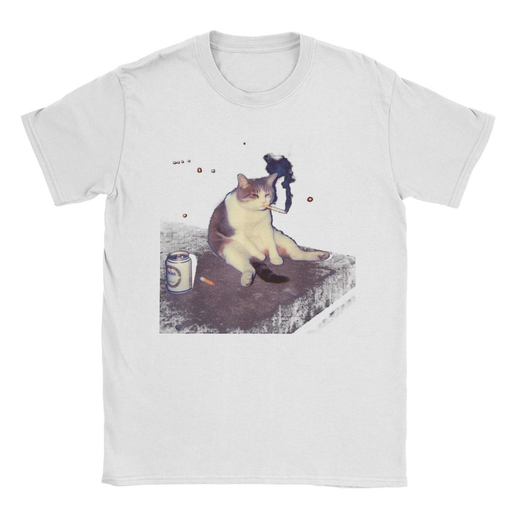 Cigarette Kitten Funny Smoking Cat Meme Stupid Brainrot Summer T Shirts Cotton Hipster Tshirt For Couple Short Sleeves Top Tees