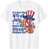 Mens Funny 4th of July Hot Dog Wiener Comes Out Adult Humor Gift T-Shirt