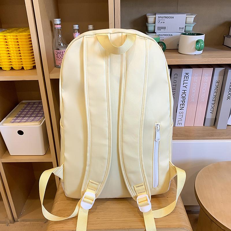 Middle School Student Backpack Solid Color Women's Large Capacity Schoolbag