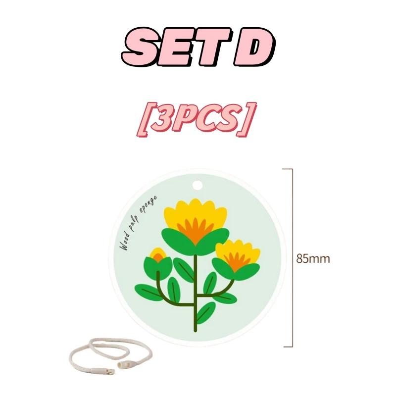 3PCS  Wood Pulp Sponge Dish Towel Kitchen Cleaning Sponge Cloth Round Flower Compression Dish Towel