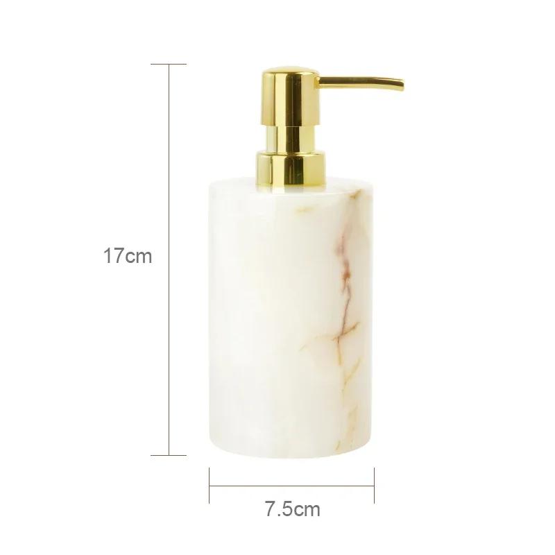 White Onyx Natural Marble Bathroom Accessories Luxury Soap Dispenser Cotton Swabs Container Reed diffuser Tray Bathroom Set