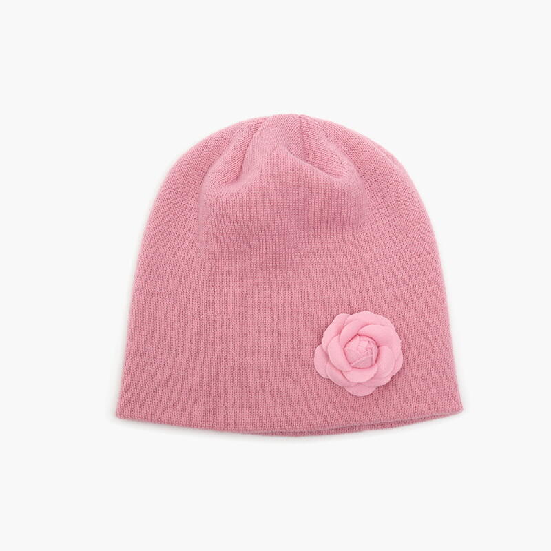 Dames Beanie met Bloemenpatroon in Toon-op-Toon Contrast
