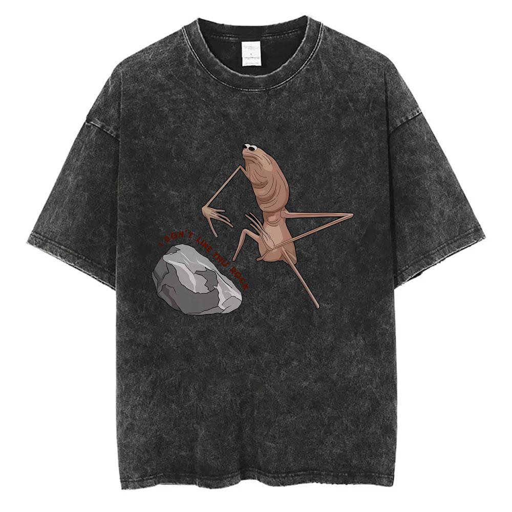 Washed Vintage Marcus The Worm Funny Meme Tshirt I Dont Like This Rock Tshirts Men Womens Casual Oversized Cotton T Shirts S