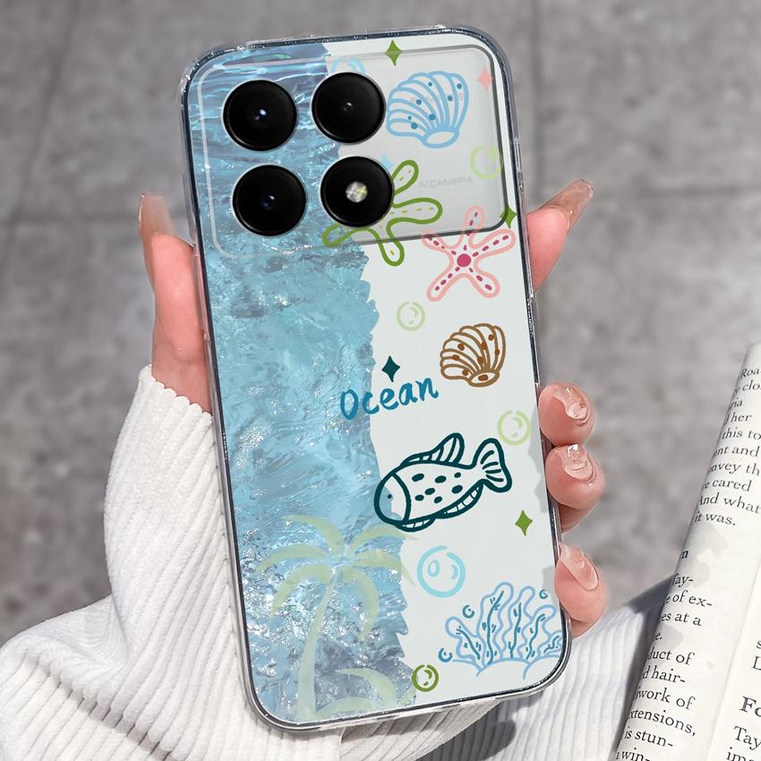 Case For Redmi K70e K60e K80 K70 K60 K50 K40 K30 K20 Pro K30i Cute Cartoon Piggy Pattern Phone Cover Transparent TPU Anti Fall Shell For Redmi Housing