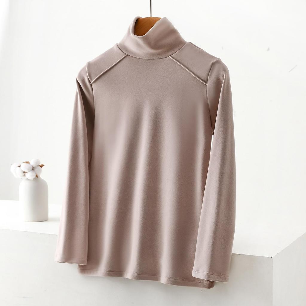 Women's Fashion Solid Colour Long Sleeve Fleece Thickened Top