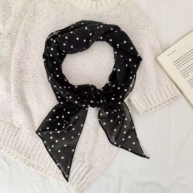 

Длинный шелковый шарф женский сексуальный универсальный с чувством дизайна шифоновый леопардовый в горошек шелковый шарф на шею шарф с леопардовым принтом маленький шарф партия 28*165