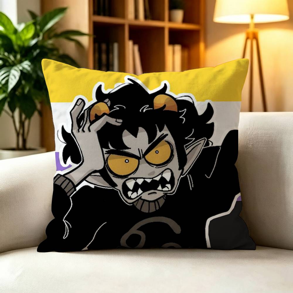 K-Karkat V-Vantas Square Double-Sided Printed Pillow Case Sofa Cushion Cover Bedroom Bedside Decor