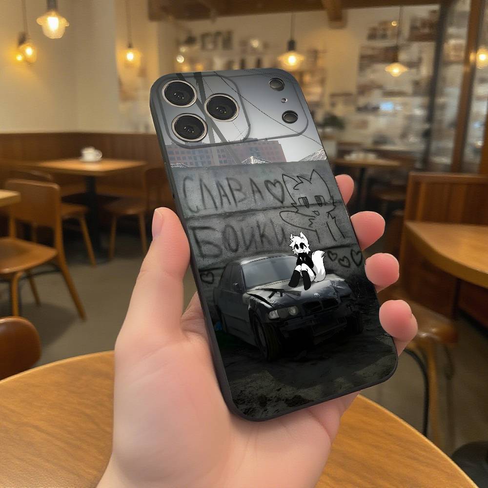 Cute B- Boykisser Cartoon Phone Case For iPhone 17,16,15,14,13,12,11,Pro,XS,Max,XR,Plus,E,SE4,Mini Black Soft Cover