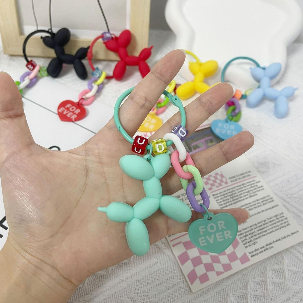 Balloon Dog Car Key Chain Pendant Internet Celebrity Love Accessories Bag Hanging Decoration Girl's Small Gift
