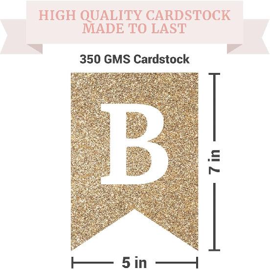 Pre-Strung Bride To Be Banner - No DIY - Gold Glitter Bachelorette Bridal Party Banner - Pre-Strung Garland On 8 Ft Strand - Gold Bachelorette Bridal