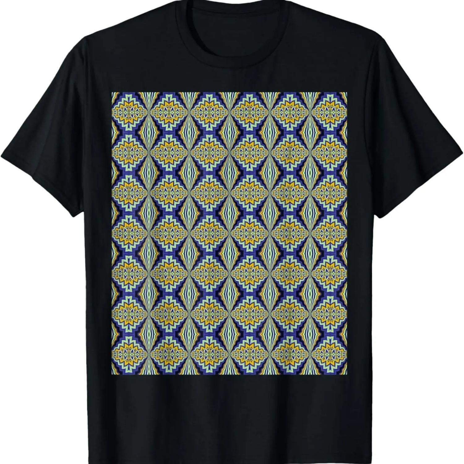 Repeating Pattern In Orange Green and Blue T-Shirt S