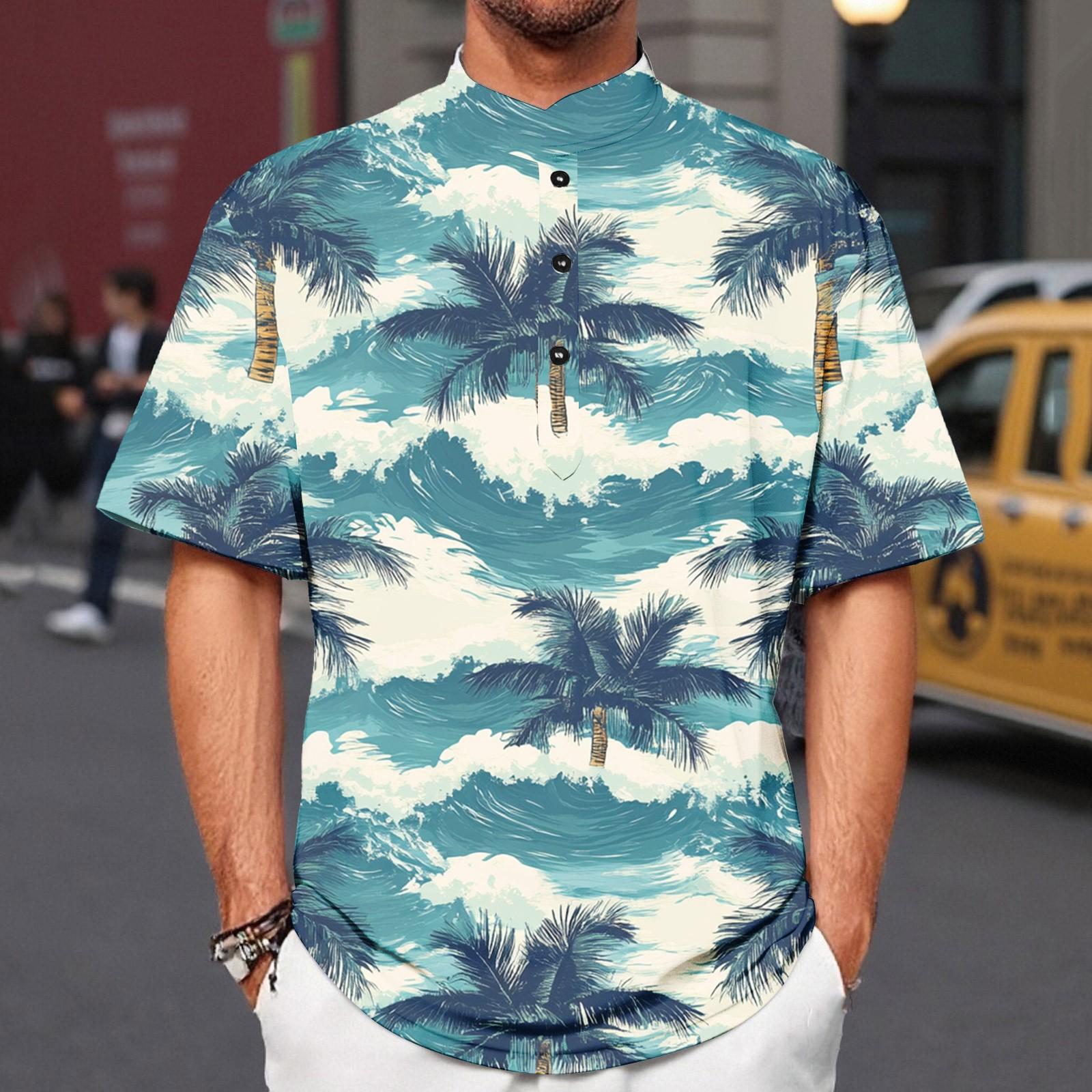 

Новий літній чоловічий повсякденний комір-стійка з коротким рукавом XXL