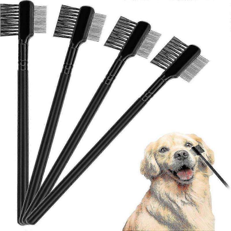 4 Pieces Multifunctional Pet Grooming Comb Dog Flea Comb Double Sided Dog Eye Comb Brush for Dogs Cats Scab and Mucus Removal