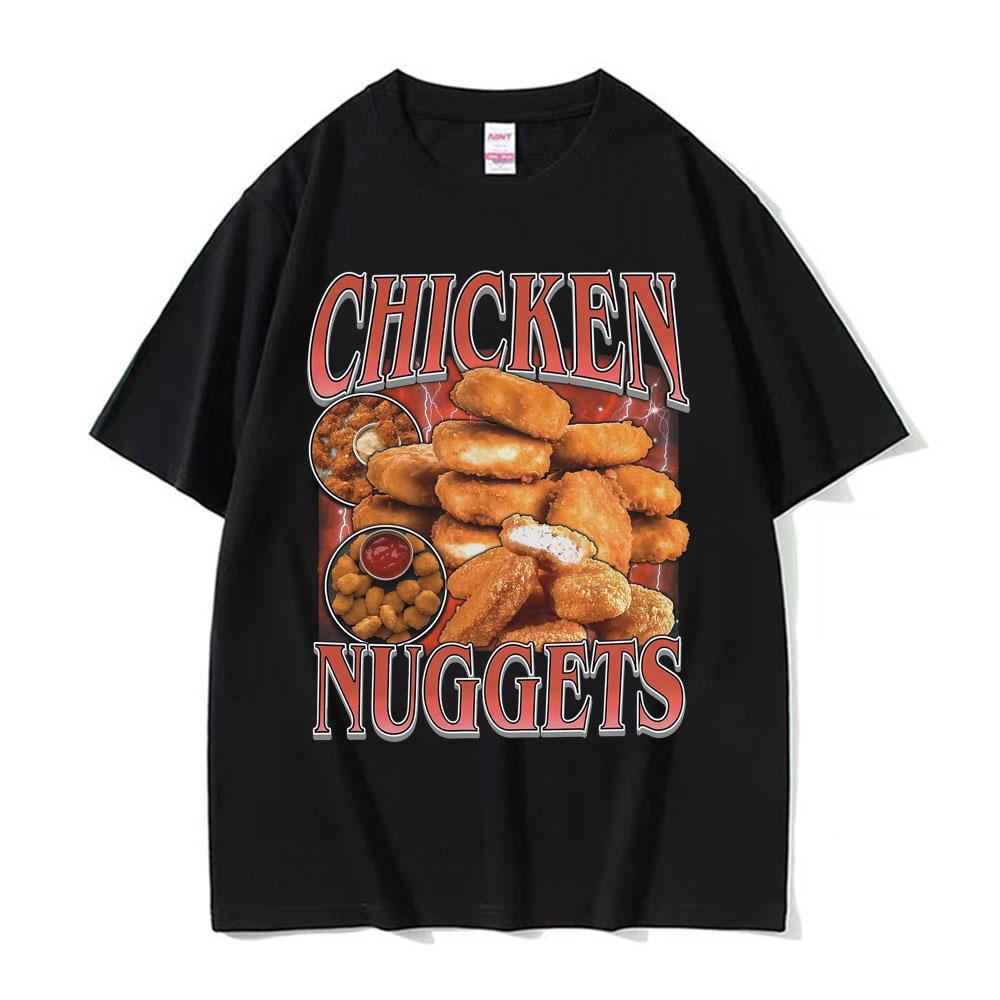 Funny Chicken Nuggets Vintage Style Meme Graphic Tshirt Men Women Hip Hop Gothic Oversized T Shirt 100 Cotton Comfort Tshirts