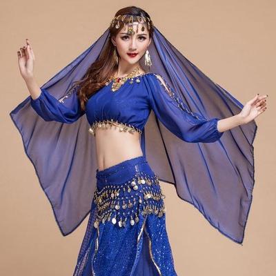 Nuevo Disfraz Exótico de Danza del Vientre para Actuación con Tocado Étnico y Pañuelo de Cabeza de Gasa.