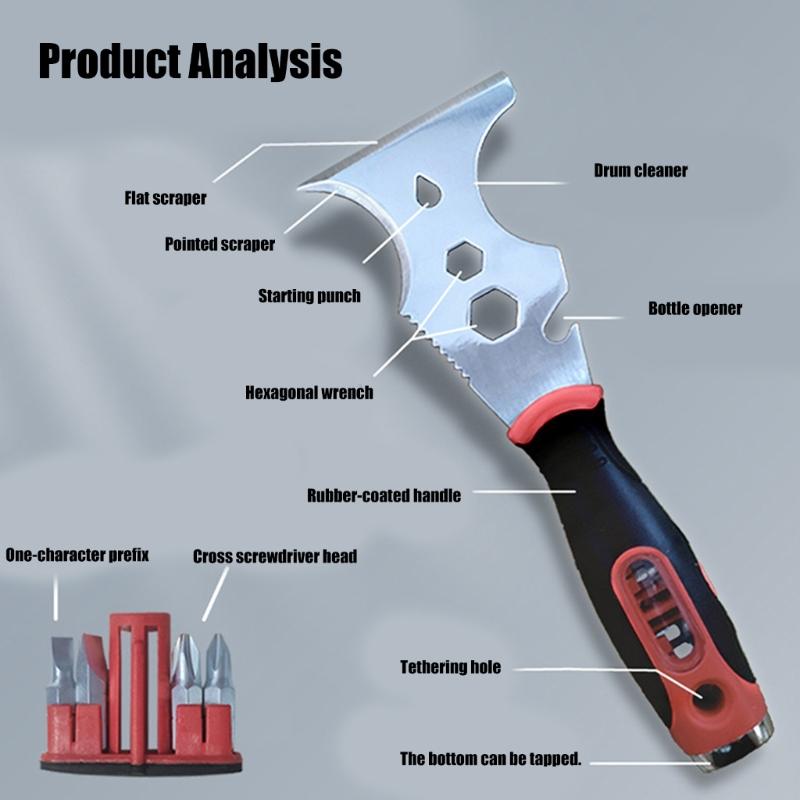 High Durability Stainless Steel 16 In 1 Putty Scraper Tool With Nonslip Grip Ideal For DIY Projects And Professional Use