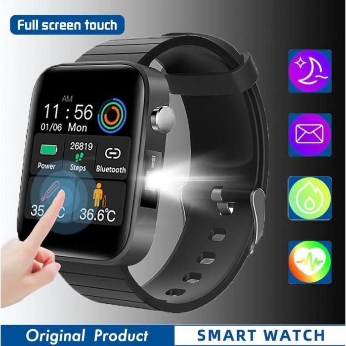 Montre connectée écran de 1.54 pouces, protection contre l'eau IP67 NOIR