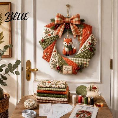 Christmas Wreath DIY Kit Fabric Kit Patchwork Beginner-Friendly Handmade Holiday Craft Unique Gift for Teachers Decoration Set Front Door,