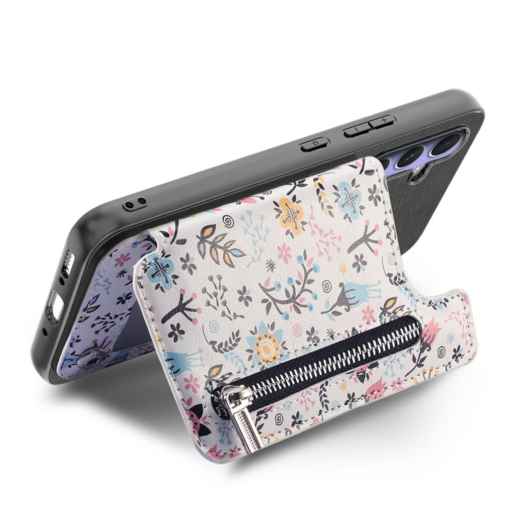 For iPhone Air Leather Phone Cover with RFID Blocking Zipper Card Bag Kickstand