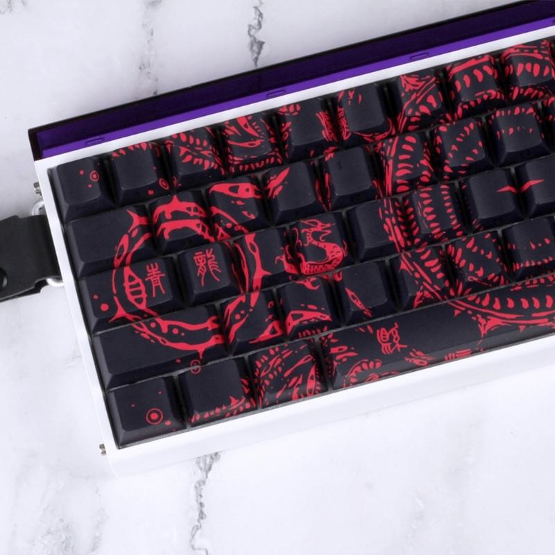 Side Printed Keycaps Intricate Pattern Theme for 60% 68% Mechanical Keyboards Heat Sublimation Printing