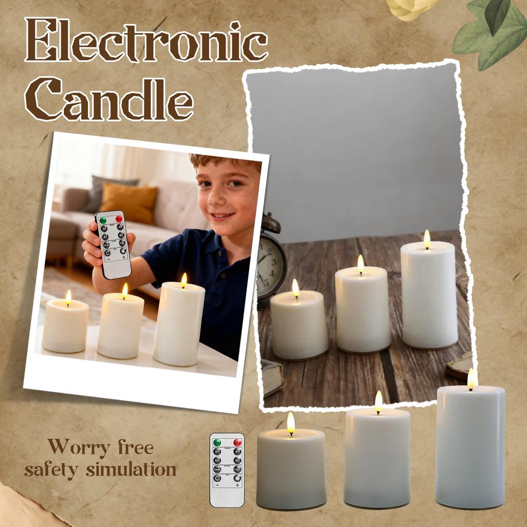 3Pack Valentine's Day Wedding Glow Tea Candles Religious Christmas Party Supplies Home Decoration LED Candle Lights