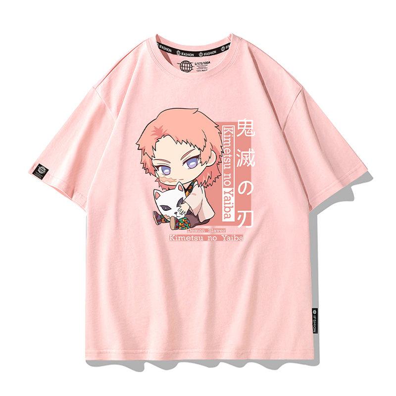 Summer Cartoon Ghost Killing Blade Summer Anime Cotton Cartoon Printing New Unisexs and Womens Casual Round Neck Short Sleeve