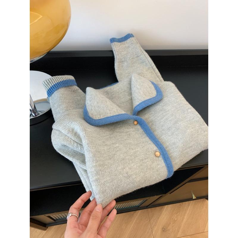 

Gentle wind gray lapel sweater knitted cardigan women s coat new autumn and winter doll collar wool top one size fits all серый