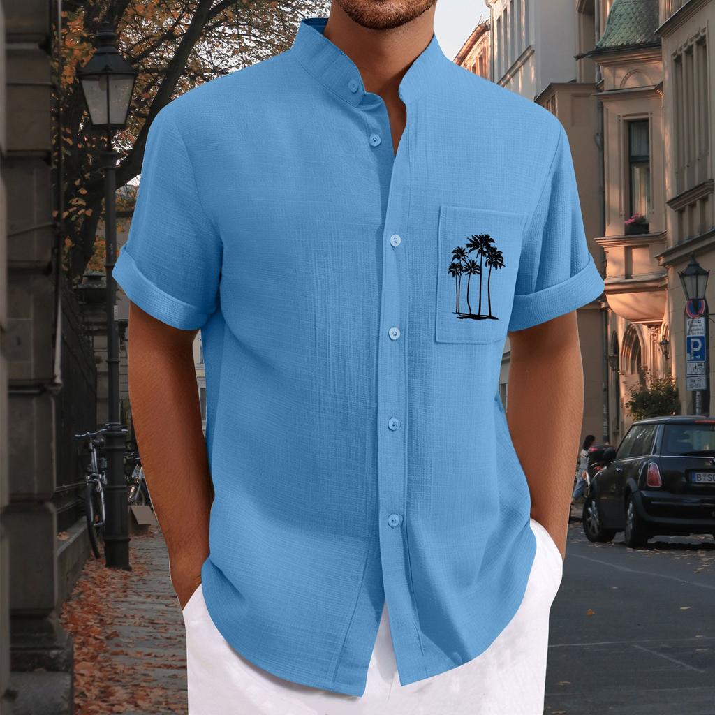 Men'S Casual Loose Short Sleeved Printed Shirt With Fashionable Top