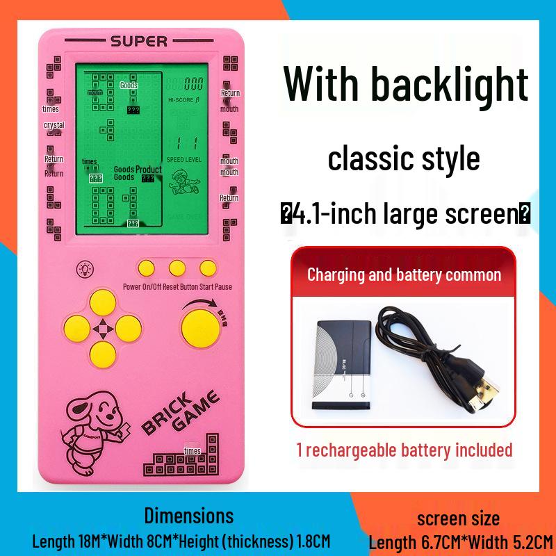4,1-Zoll Retro Tetris Spielkonsole: Handheld Lernspielzeug für Kinder im Vintage-Stil