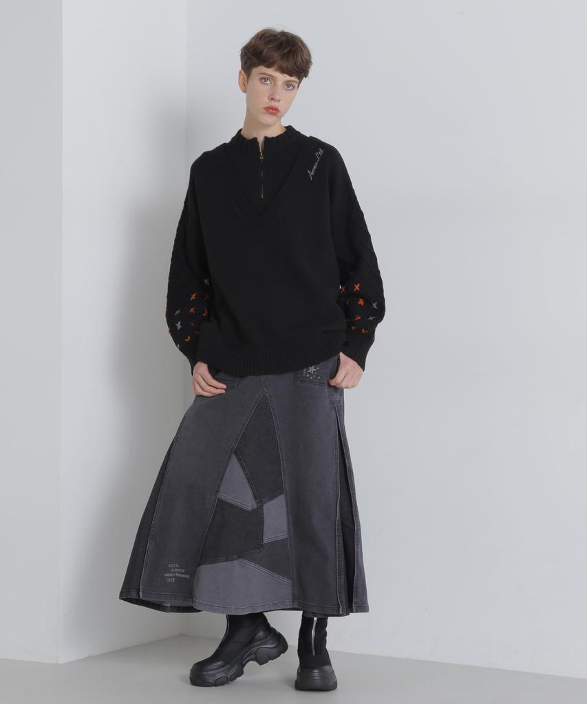 AVIREX SWITCHING STRETCH DENIM SKIRT Black 783-4216602