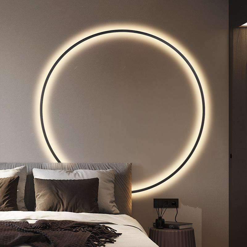 Modern LED Round Ring Wall Lamp 80CM Dimmable For Bedroom Bedside Sconce Living Room Sofa Home Interior Decor Lighting Fixtures