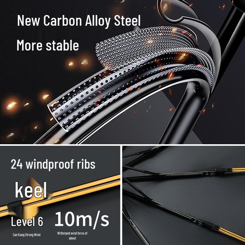 24-Rib Large Automatic Folding Umbrella - Sunshade, Windproof, and Suitable for Two