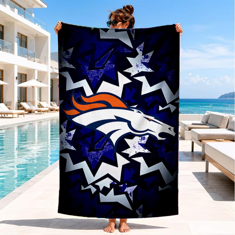 Telo Mare Logo Denver Broncos, Asciugatura Rapida, Facile da Curare, Adatto Sia per il Fitness che per le Vacanze al Mare, Essenziale Sportivo