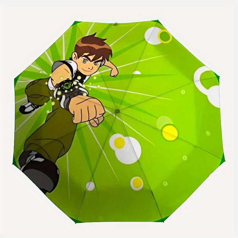 

1pc Ben 10 Automatic Folding Personality Personality Umbrella, Portable Collapsible Design, 8-Rib Iron Frame, All-Season Casual Outdoor Accessory for